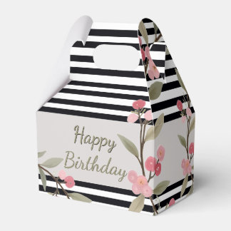 Pink Floral And Leaves Favor Box