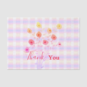 Pink Floral and Plaid Thank You Tissue Tissue Paper