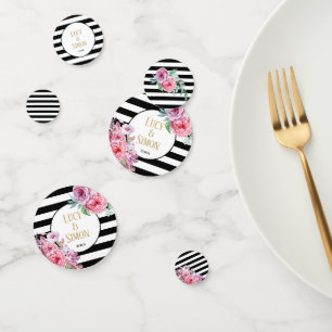 Pink Floral and Stripe Celebration Confetti