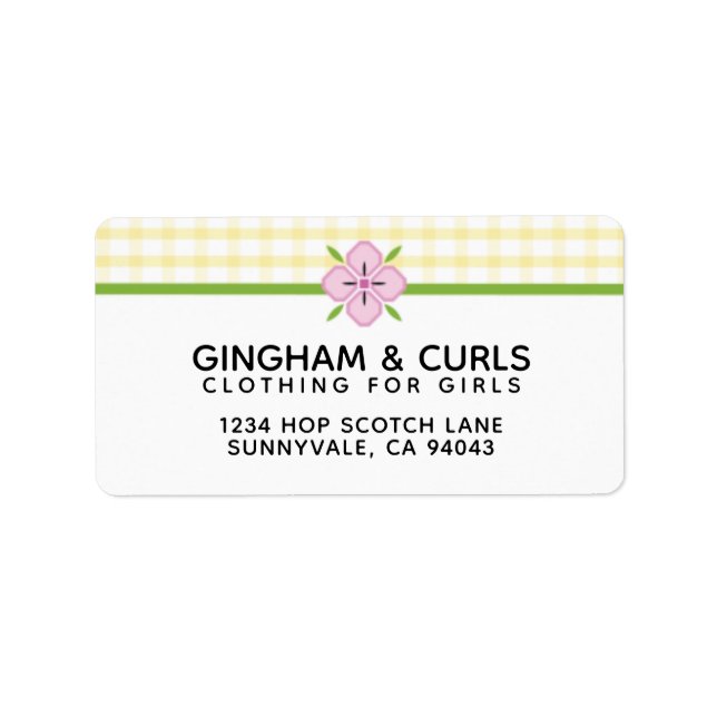 Pink Floral and Yellow Gingham Label (Front)