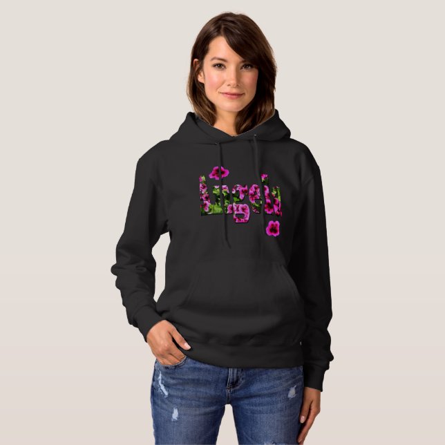 Pink Floral Angela Name Logo,  Hoodie (Front Full)