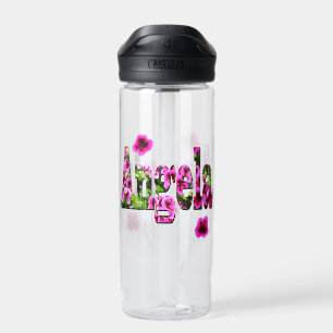 Pink Floral Angela Name, Water Bottle