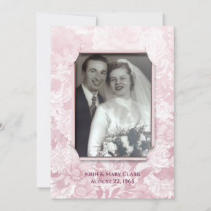 pink floral anniversary party photo frame invitation