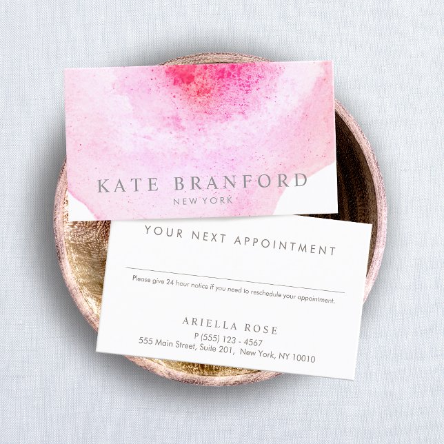 Pink Floral Appointment (pink watercolor appointment reminder card
)