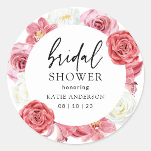 Pink Floral Arch Summer Bridal Shower Classic Round Sticker