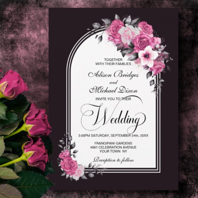 Pink Floral Arch Wedding Invitation (Creator Uploaded)