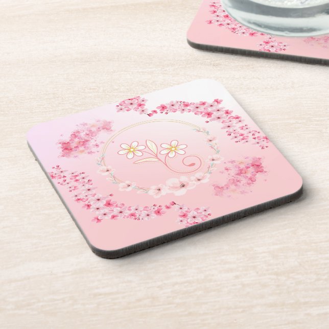 Pink Floral Art, A Blessing of Spring Coaster (Left Side)
