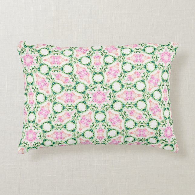 Pink Floral Artistic Abstract Pattern Accent Pillow (Front)