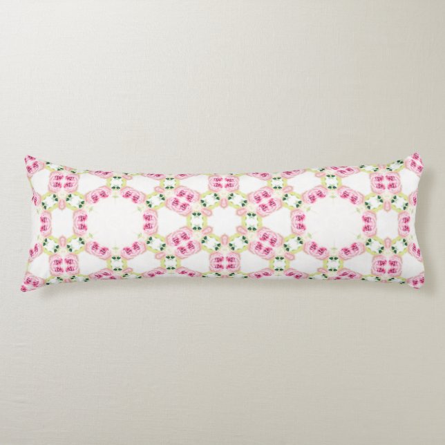 Pink Floral Artistic Abstract Pattern Body Pillow (Front)