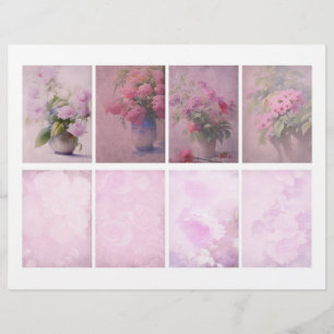 Pink Floral ATCs for Scrapbooks & Junk Journals