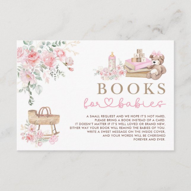 Pink Floral Baby Clothes Books for Twin Baby Girls Enclosure Card (Front)
