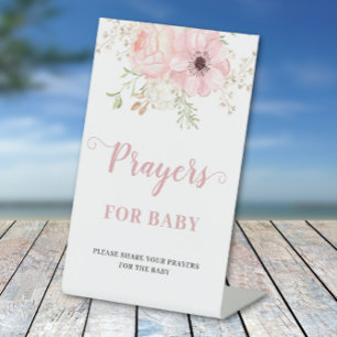 Pink Floral Baby Girl Prayers for Baby Shower Sign