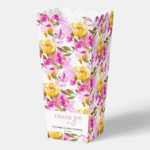 Pink Floral Baby in Bloom Baby Shower Popcorn Favor Box