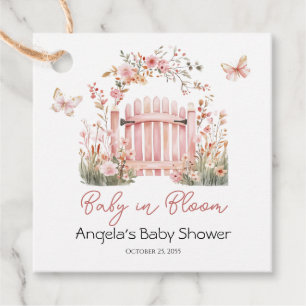 Pink Floral Baby in Bloom Butterfly Baby Shower Favour Tags