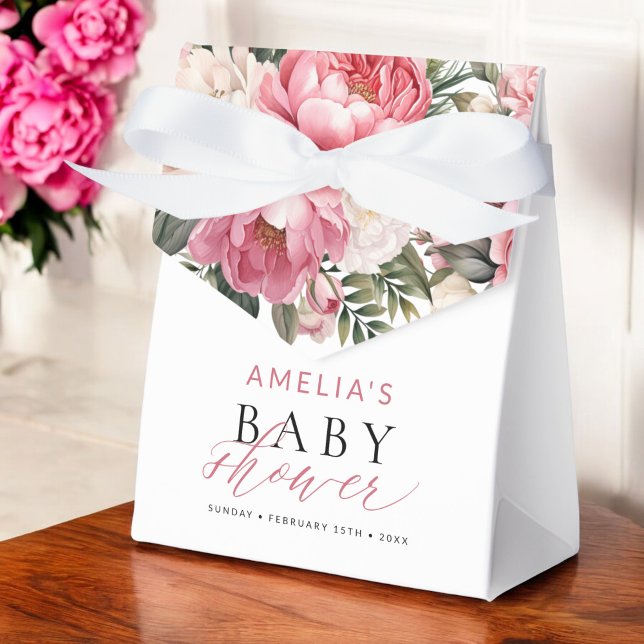Pink Floral Baby In Bloom Girl Baby Shower Favor Box (Creator Uploaded)