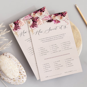 Pink Floral Baby Shower Candy Guessing Game Sheet