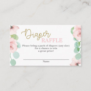 Pink floral Baby Shower Diaper Raffle Enclosure Card