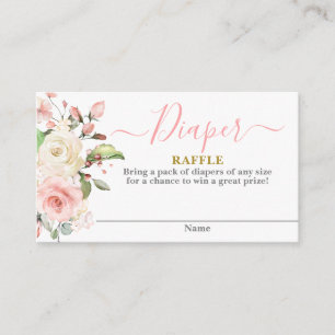 Pink Floral baby shower fille Diaper Carte Raffle