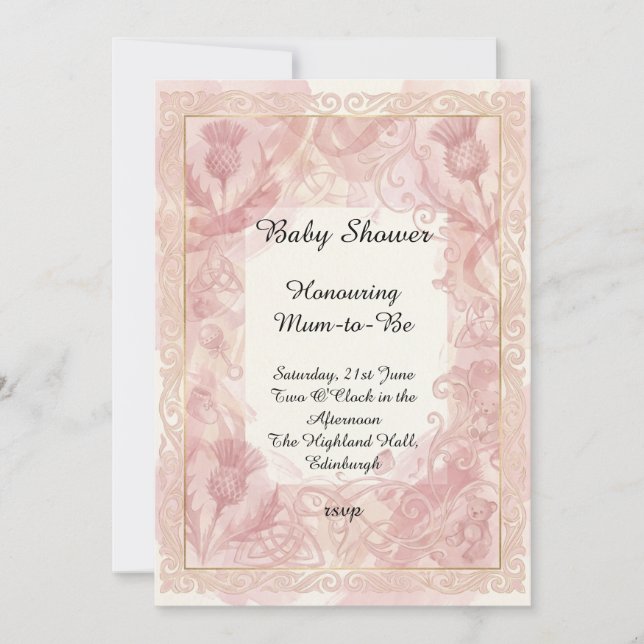 Pink Floral Baby Shower Invitation (Front)