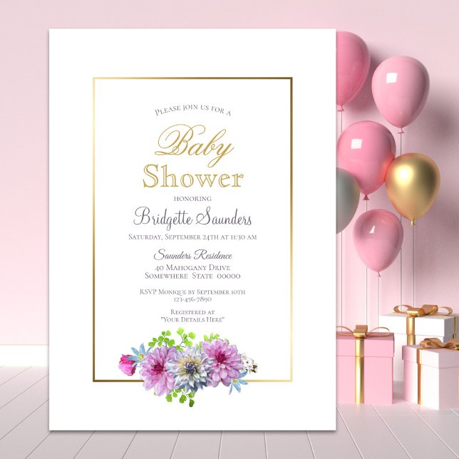Pink Floral Baby Shower Invitation (Creator Uploaded)