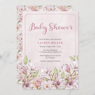 Pink Floral Baby Shower invitation