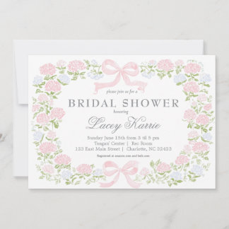 Pink Floral Baby Shower Invitation,  Invitation