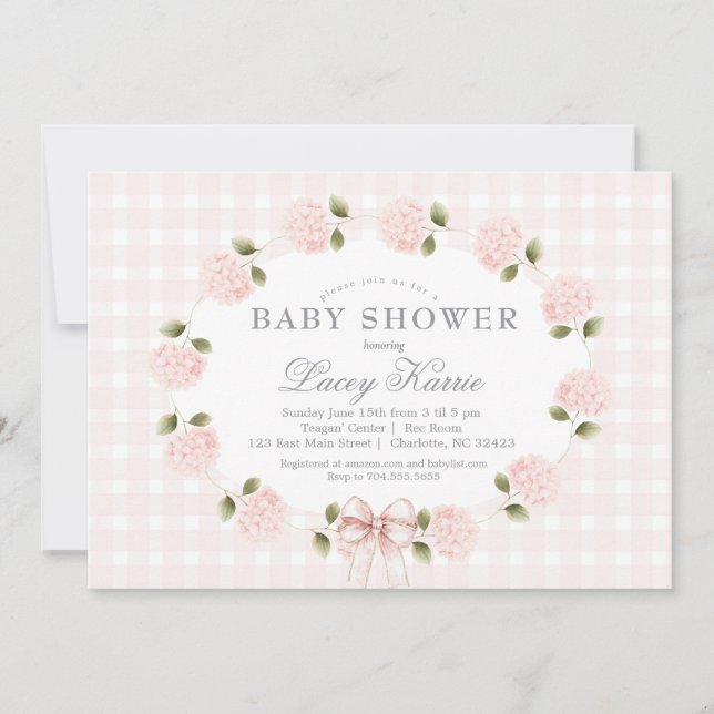 Pink Floral Baby Shower Invitation,  Invitation (Front)