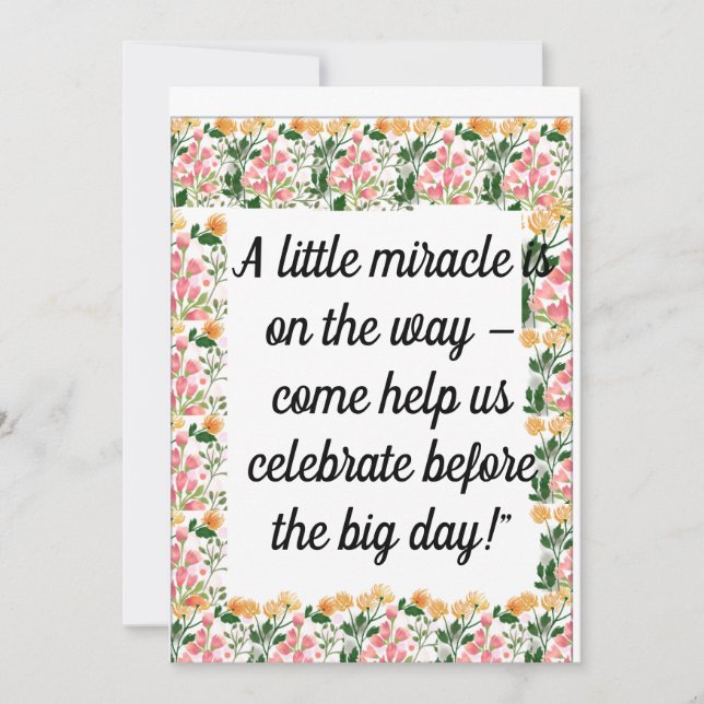 Pink Floral Baby Shower Invitation | “Little Mirac (Front)