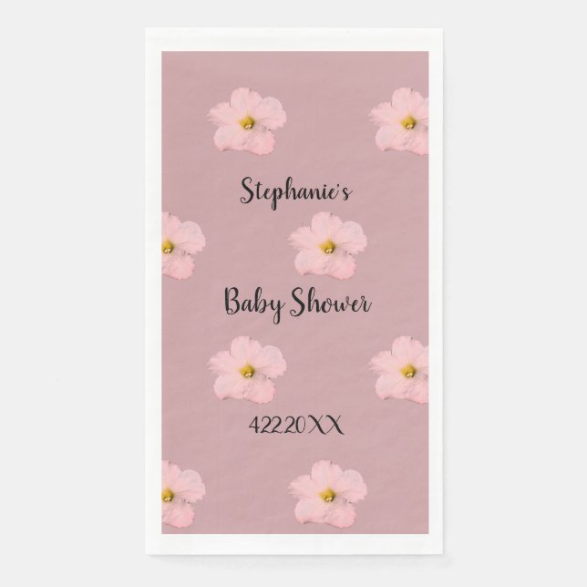 Pink Floral Baby Shower Petunia Pattern Artsy 2024 Napkin (Front)