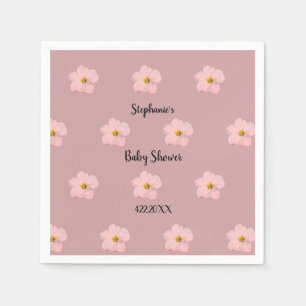Pink Floral Baby Shower Petunia Pattern Artsy 2024 Napkin