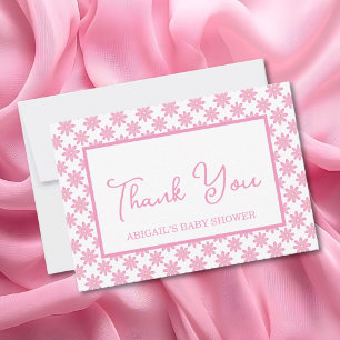 Pink Floral Baby Shower Thank You Card