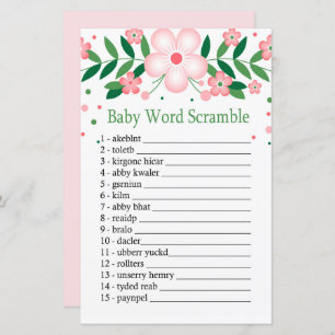 Pink Floral Baby word scramble game