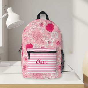 Pink Floral Backpack Personalized with Name - Girl