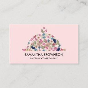 Pink Floral BAKERY & CAFE OWNER & RESTAURANT Business Card