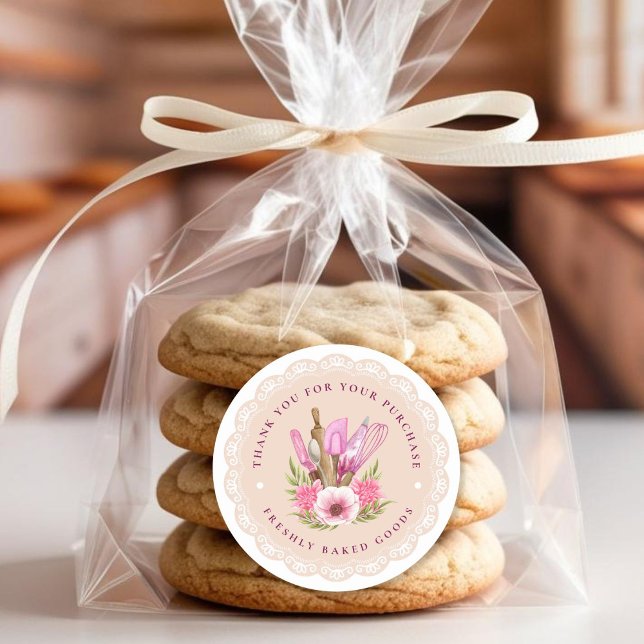 Pink Floral Bakery Sticker (Creator Uploaded)