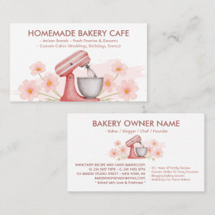 Pink Floral Baking & Cooking Business Card