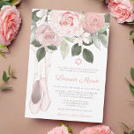 Pink Floral Ballet Bat Mitzvah Invitation<br><div class="desc">This elegant ballet Bat Mitzvah invitation is sure to impress! Beautiful pink rose flowers and ballet pointe shoes decorate this unique invite. Easily personalize for your special day!</div>
