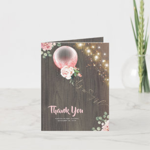 Pink Floral Balloon Baby Shower Thank You Card
