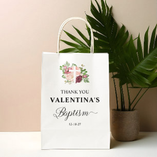  Pink Floral Baptism Girl Medium Gift Bag