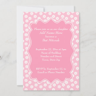 Pink Floral Bat Mitzvah Invitation