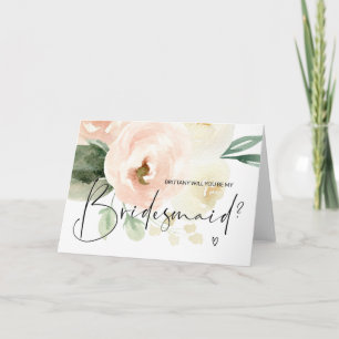 Pink Floral Be My Bridesmaid Proposition Carte Mar