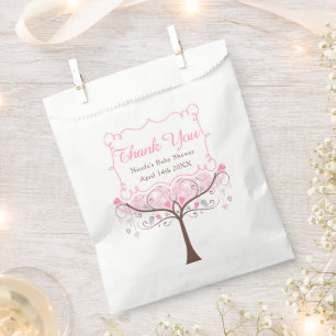 Pink Floral Bird Baby Shower Thank You Favour Bag