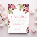 Pink Floral | Birthday Thank You Card<br><div class="desc">Say thank you in style with our customizable pink floral thank you cards for a birthday! These cards feature a beautiful floral design with a touch of pink, sure to impress any recipient. With the ability to customize the cards with your own message and personal touch, you can show your...</div>