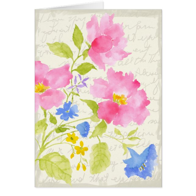Pink Floral Blank Card (Front)