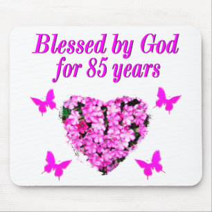 PINK FLORAL BLESSED BY GOD FOR 85 YEARS MOUSE PAD