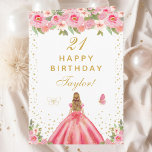 Pink Floral Blonde Hair Girl Happy Birthday Card<br><div class="desc">This elegant and glamourous birthday card can be personalized with a name or title such as daughter, granddaughter, niece, friend etc. The design features a beautiful princess with blonde hair and fair skin in a pink ball gown. The text combines handwritten script and modern sans serif fonts for a classy...</div>