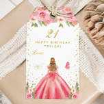Pink Floral Blonde Hair Girl Happy Birthday Gift Tags<br><div class="desc">This elegant and glamourous happy birthday gift tag can be personalized with a name. The design features a beautiful princess with blonde hair and fair skin in a pink ball gown. The text combines handwritten script and modern sans serif fonts for a classy and sophisticated look. The floral arrangements, butterflies...</div>