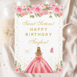 Pink Floral Blonde Hair Girl Sweet Sixteen Card<br><div class="desc">This elegant and glamourous sweet sixteen birthday card can be personalized with a name or title such as daughter, granddaughter, niece, friend etc. The design features a beautiful princess with blonde hair and fair skin in a pink ball gown. The text combines handwritten script and modern sans serif fonts for...</div>