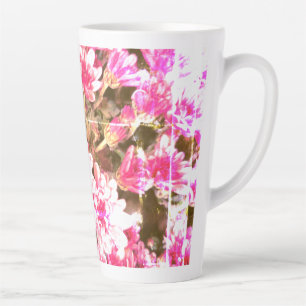 Pink Floral Bloom Pattern – Soft Botanical Design Latte Mug
