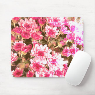 Pink Floral Bloom Pattern – Soft Botanical Design Mouse Pad